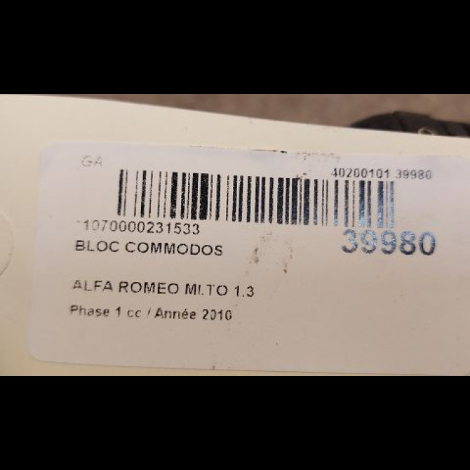 Bloc commodos occasion ALFA ROMEO MI.TO MI.TO Phase 1 2008-09-01->2016-12-31 1.3 JTDM 95ch 156105928 5