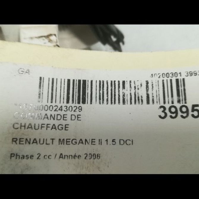 Commande de chauffage occasion RENAULT MEGANE II Phase 2 01-2006->06-2009 1.5 DCI 85ch 7701064234 3