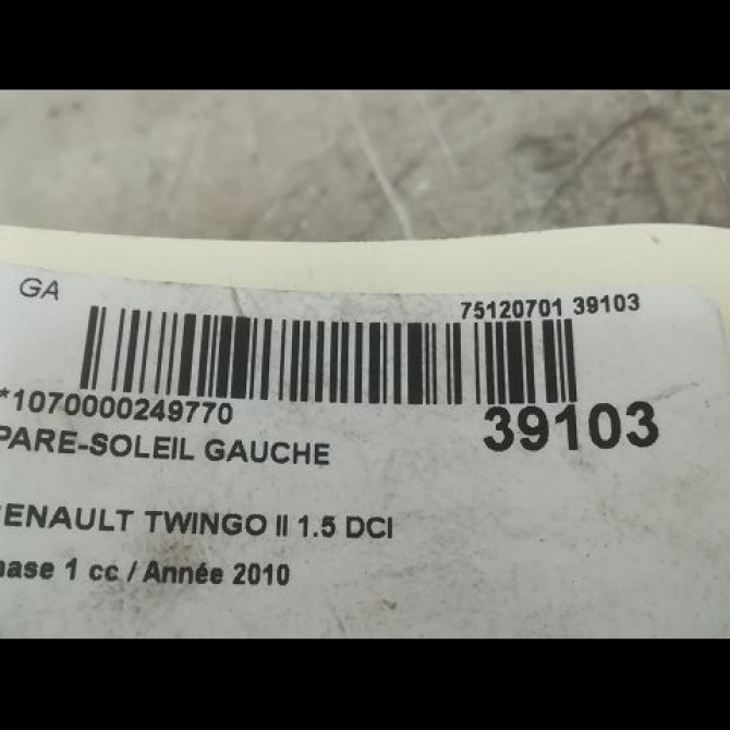 Pare-soleil gauche occasion RENAULT TWINGO II Phase 1 06-2007->11-2011 1.5 DCI 65ch 964010223R 3