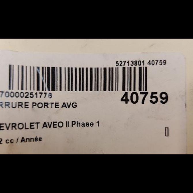 Serrure porte avg occasion CHEVROLET AVEO II AVEO II Phase 1 2011-06-01->2015-06-30 13579522 4