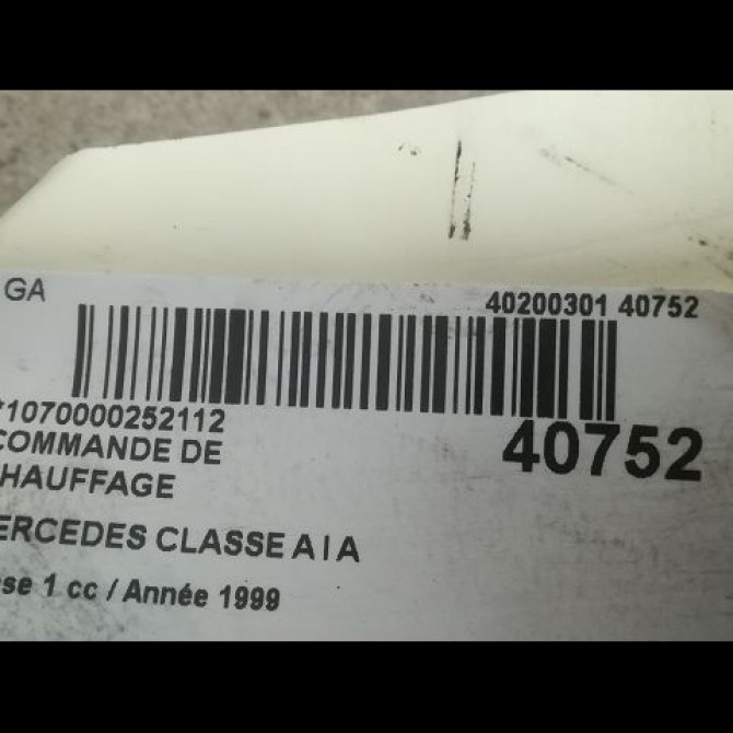 Commande de chauffage occasion MERCEDES CLASSE A I Phase 1 01-1998->03-2001 A 170 CDI 1688300485 3