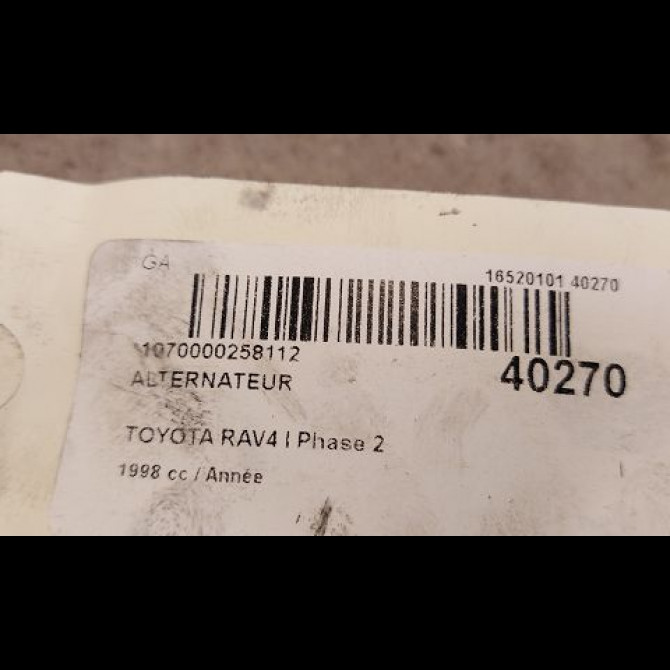 Alternateur occasion TOYOTA RAV4 I Phase 2 11-1997->07-2000 2706074750 4