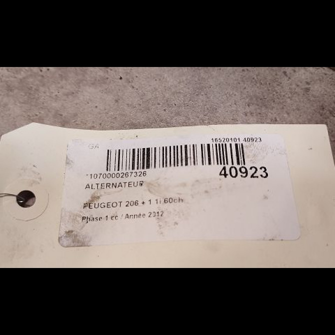 Alternateur occasion PEUGEOT 206 + Phase 1 03-2009->05-2013 1.1i 60ch 4