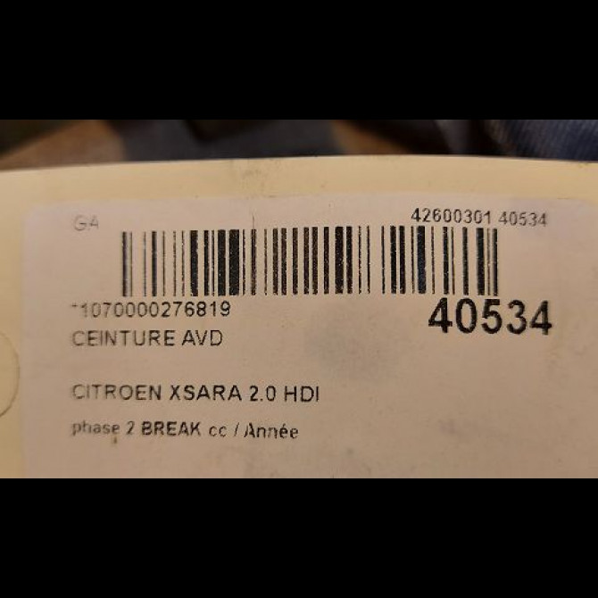 Ceinture avant droite occasion CITROEN XSARA phase 2 BREAK 09-2000->12-2005 2.0 HDI 90ch 8974G6 4