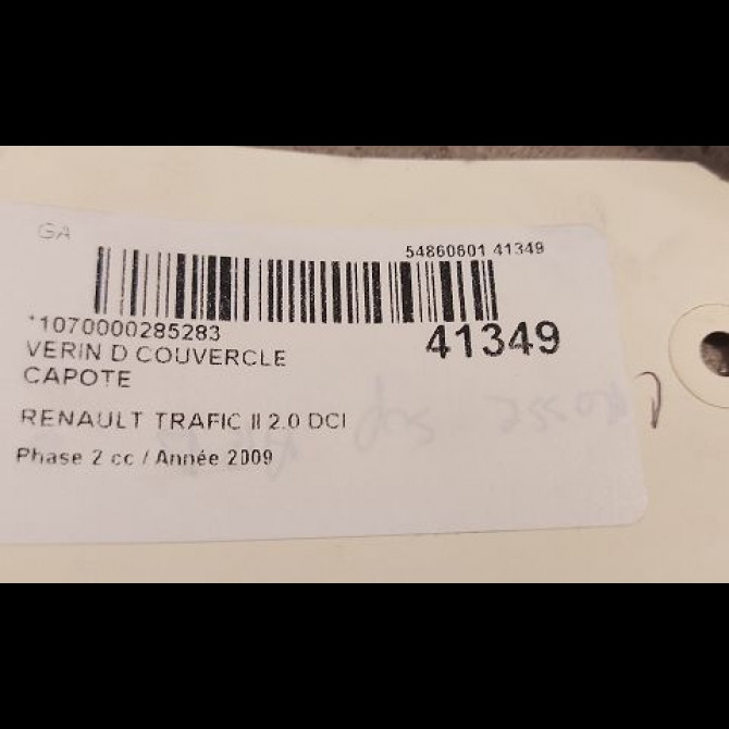 Verin d couvercle capote occasion RENAULT TRAFIC II Phase 2 08-2006->... 2.0 DCI 16v 115ch 2
