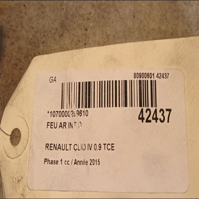 Feu arrière intérieur droit occasion RENAULT CLIO IV Phase 1 07-2012->... 0.9 TCE 90ch 3