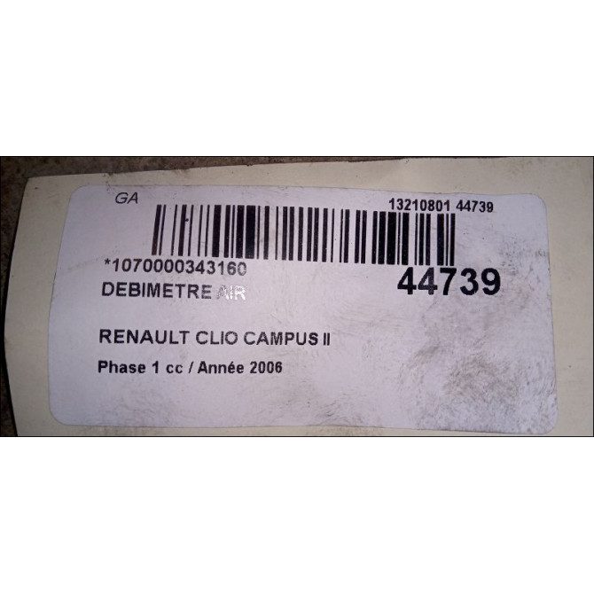 Debimetre air occasion RENAULT CLIO CAMPUS II Phase 1 07-2006->07-2009 1.5 DCI 70ch 3