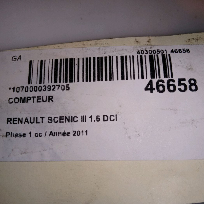 Compteur occasion RENAULT SCENIC III Phase 1 04-2009->11-2011 1.6 DCI 130ch 6