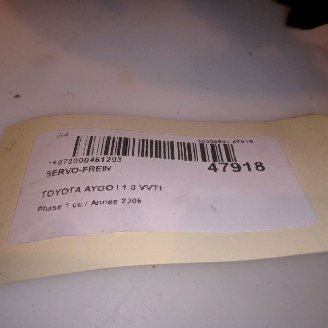 Servo-frein occasion TOYOTA AYGO I Phase 1 06-2005->11-2009 1.0 VVTI 4461009200 4