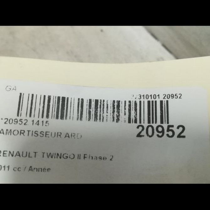 Amortisseur arrière droit occasion RENAULT TWINGO II Phase 2 12-2011->12-2014 562109412R 2
