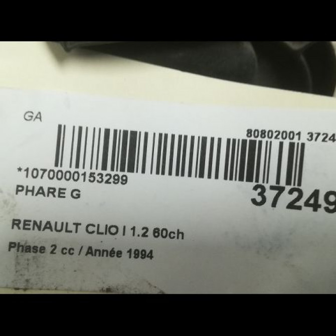 Phare gauche occasion RENAULT CLIO I Phase 2 03-1994->03-1996 1.2 60ch 7701034146 3