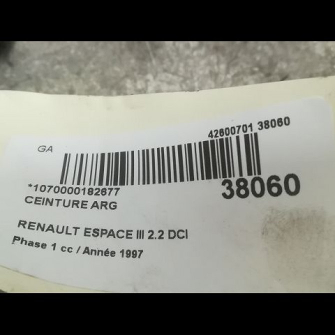 Ceinture arrière gauche occasion RENAULT ESPACE III Phase 1 12-1996->09-2002 2.2 DCI 115ch 6025307602 4