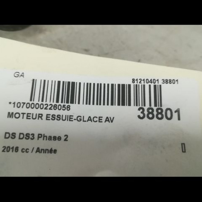 Moteur essuie-glace avant occasion DS DS3 Phase 2 06-2014->... 6405QC 3