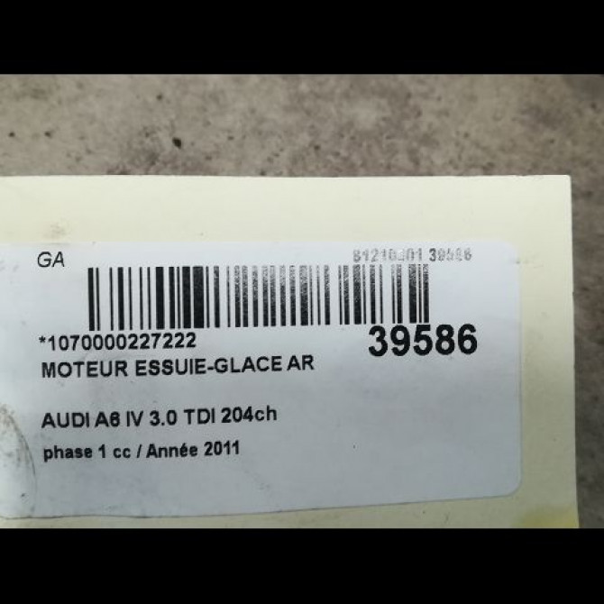 Moteur essuie-glace arrière occasion AUDI A6 IV phase 1 02-2012->02-2015 3.0 TDI 204ch 4G9955711C 3