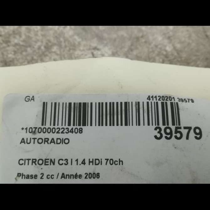 Autoradio occasion CITROEN C3 I Phase 2 10-2005->12-2010 1.4 HDi 70ch 6564Z8 3
