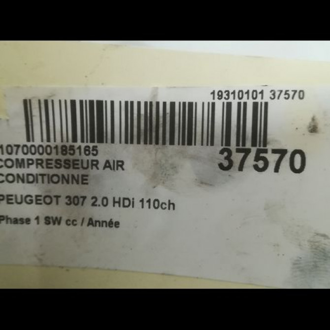 Compresseur air conditionne occasion PEUGEOT 307 Phase 1 SW 03-2002->07-2004 2.0 HDi 110ch 6453LA 4