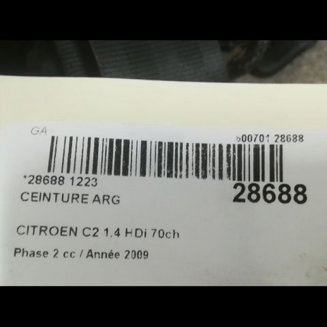Ceinture arrière gauche occasion CITROEN C2 Phase 2 05-2008->12-2009 1.4 HDi 70ch 00008974S4 4
