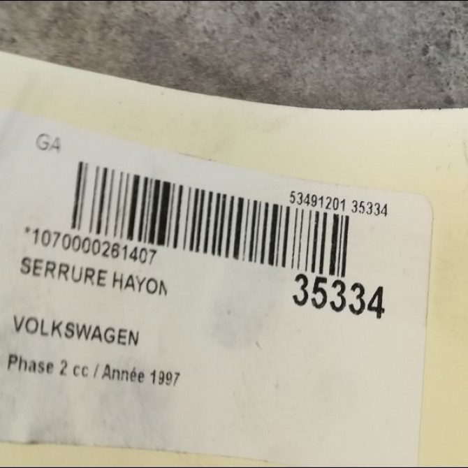 Serrure hayon occasion VOLKSWAGEN TRANSPORTER IV Phase 2 03-1996->06-2003 2.5 TDI 102ch 3