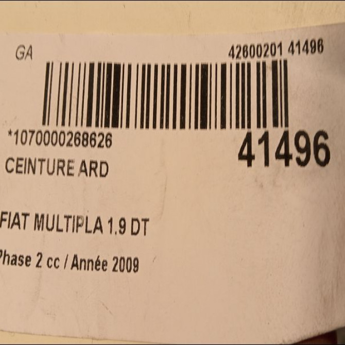 Ceinture arrière droite occasion FIAT MULTIPLA Phase 2 09-2004->04-2010 1.9 DT MULTIJET 120ch 735359196 3