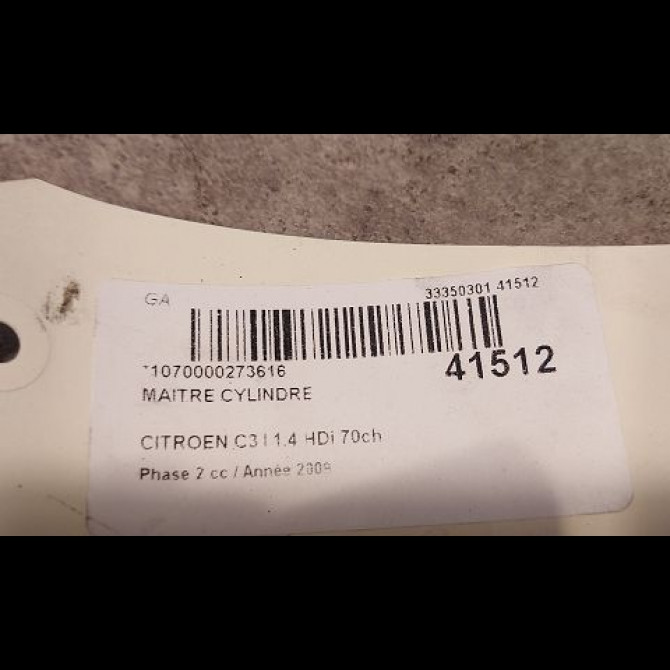 Maitre cylindre occasion CITROEN C3 I Phase 2 10-2005->12-2010 1.4 HDi 70ch 4601T5 2