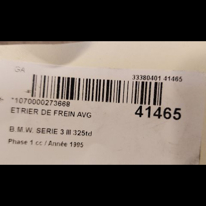 Etrier de frein avant gauche occasion B.M.W. SERIE 3 III Phase 1 01-1991->04-1998 325tds 34116758113 3