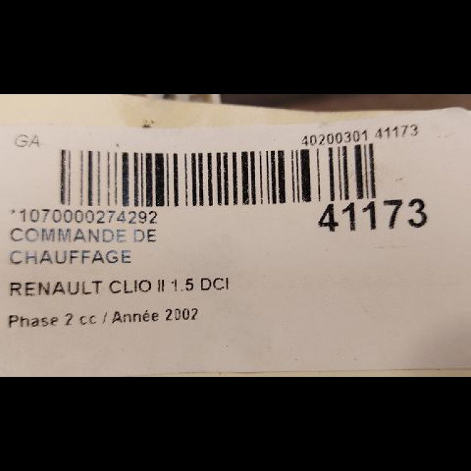 Commande de chauffage occasion RENAULT CLIO II Phase 2 06-2001->07-2006 1.5 DCI 65ch 3