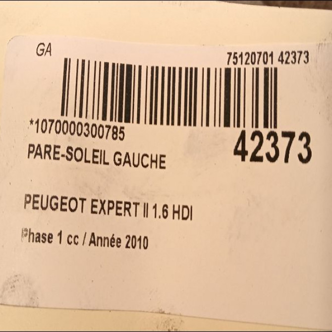 Pare-soleil gauche occasion PEUGEOT EXPERT II Phase 1 01-2007->... 1.6 HDI 90ch 8143SL 3