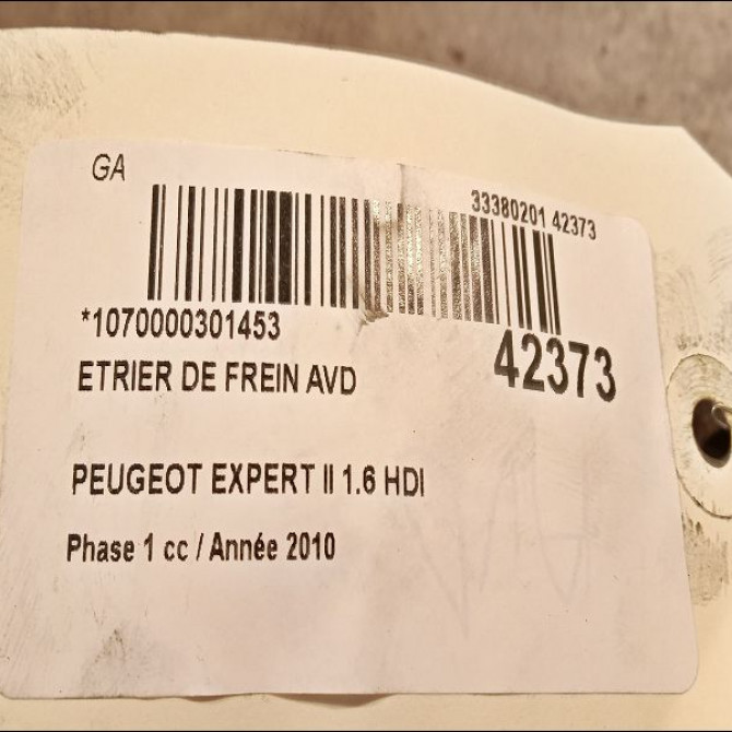 Etrier de frein avant droit occasion PEUGEOT EXPERT II Phase 1 01-2007->... 1.6 HDI 90ch 1607729780 3