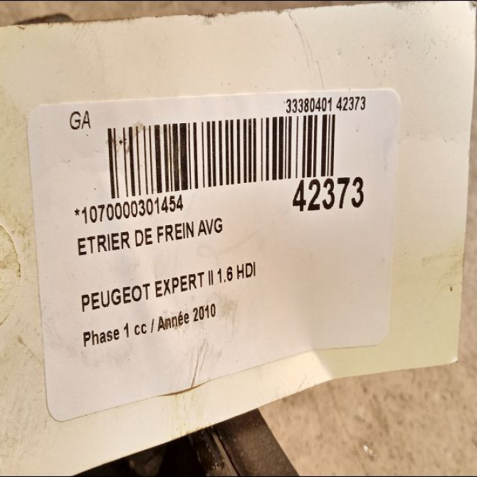 Etrier de frein avant gauche occasion PEUGEOT EXPERT II Phase 1 01-2007->... 1.6 HDI 90ch 1607729580 3