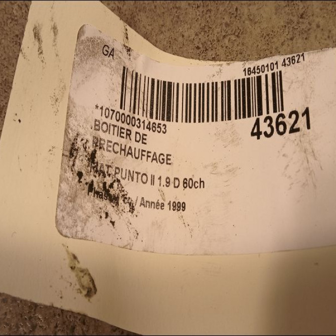 Boitier de préchauffage occasion FIAT PUNTO II Phase 1 10-1999->05-2003 1.9 D 60ch 60653990 3