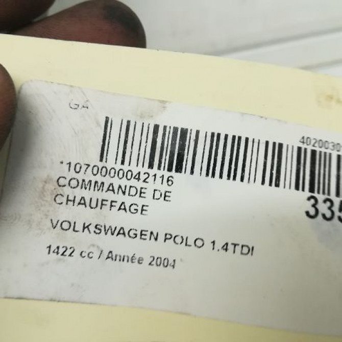 Commande de chauffage occasion VOLKSWAGEN POLO IV Phase 1 01-2002->05-2005 1.4 TDI 75ch 6Q0820045H 4