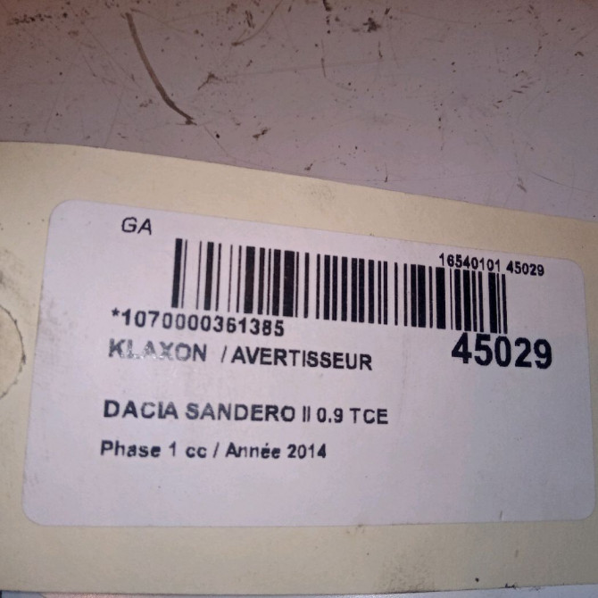 Klaxon  / avertisseur occasion DACIA SANDERO II Phase 1 10-2012->... 0.9 TCE 90ch 256207008R 3
