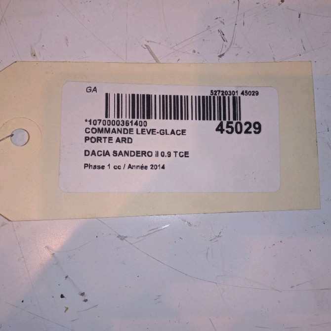 Commande leve-glace porte arrière droite occasion DACIA SANDERO II Phase 1 10-2012->... 0.9 TCE 90ch 3