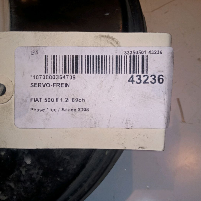 Servo-frein occasion FIAT 500 II 500 II Phase 1 2007-07-01->2016-03-31 1.2i 69ch 77365589 3