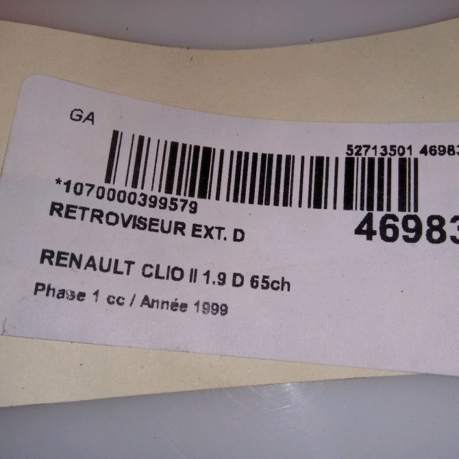 Retroviseur exterieur manuel droit occasion RENAULT CLIO II Phase 1 03-1998->06-2001 1.9 D 65ch 7700415326 5