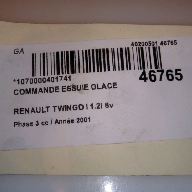 Commande essuie glace occasion RENAULT TWINGO I Phase 3 08-2000->06-2007 1.2i 8v 60ch 7701046628 5