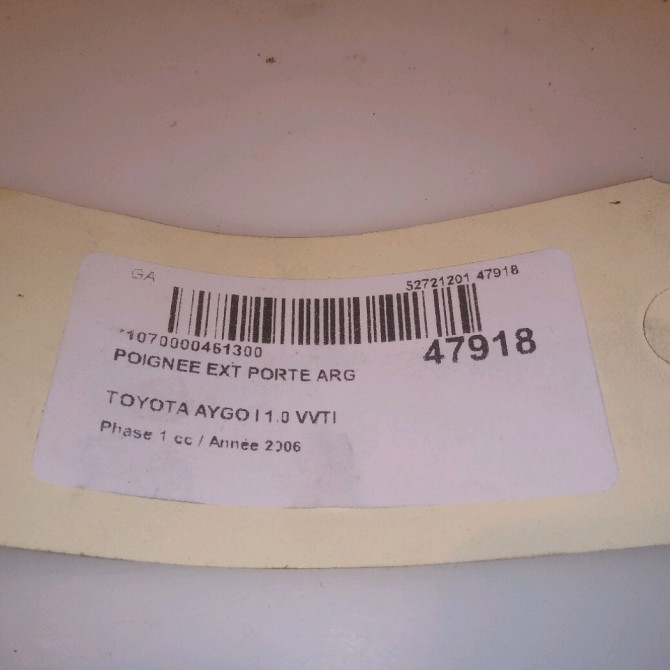 Poignee ext porte arg occasion TOYOTA AYGO I Phase 1 06-2005->11-2009 1.0 VVTI 692400H011 5