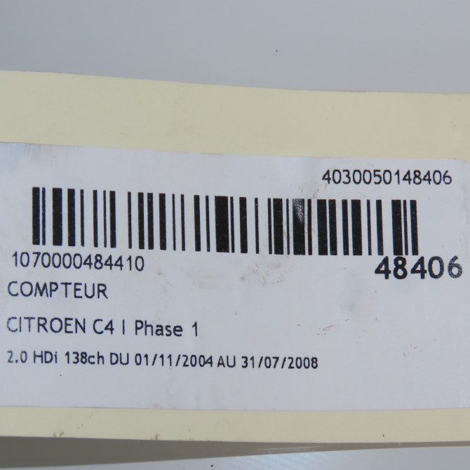 Compteur occasion CITROEN C4 I Phase 1 11-2004->07-2008 2.0 HDi 138ch 6106VZ 6