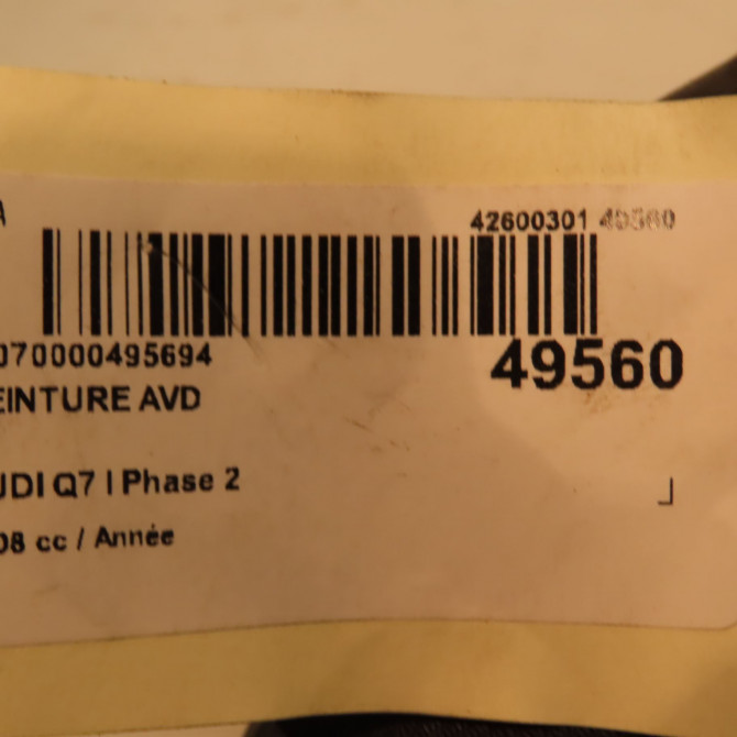 Ceinture avant droite occasion AUDI Q7 I Phase 2 04-2009->04-2015 4L1857706FV04 3