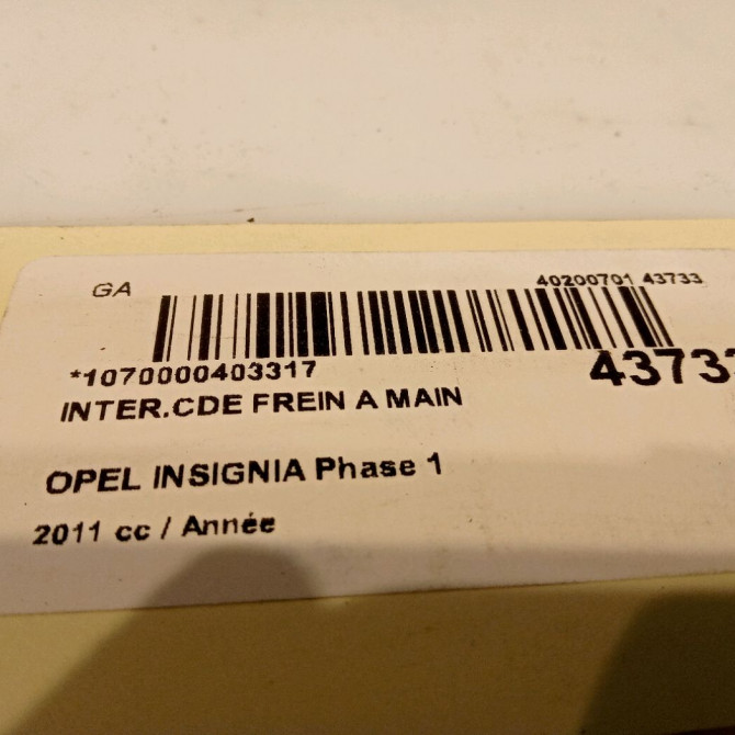 Interrupteur commande de frein a main occasion OPEL INSIGNIA Phase 1 01-2009->03-2013 4