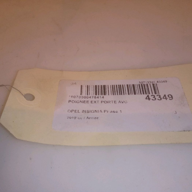Poignee ext porte avg occasion OPEL INSIGNIA Phase 1 01-2009->03-2013 22966704 4