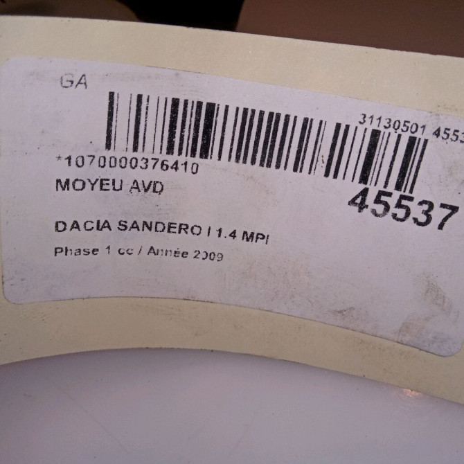 Moyeu avd occasion DACIA SANDERO I Phase 1 06-2008->10-2012 1.4 MPI 75ch 6001547685 4