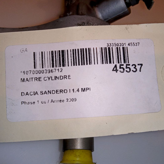 Maitre cylindre occasion DACIA SANDERO I Phase 1 06-2008->10-2012 1.4 MPI 75ch 6001551313 5