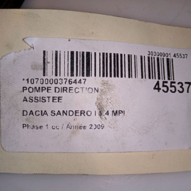 Pompe direction assistee occasion DACIA SANDERO I Phase 1 06-2008->10-2012 1.4 MPI 75ch 491108049R 6