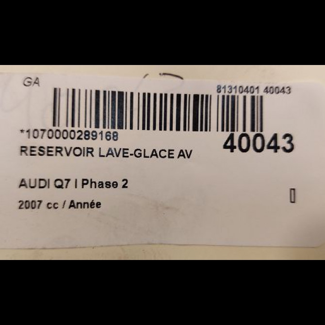Reservoir lave-glace avant occasion AUDI Q7 I Phase 2 04-2009->04-2015 4L0955453D 2