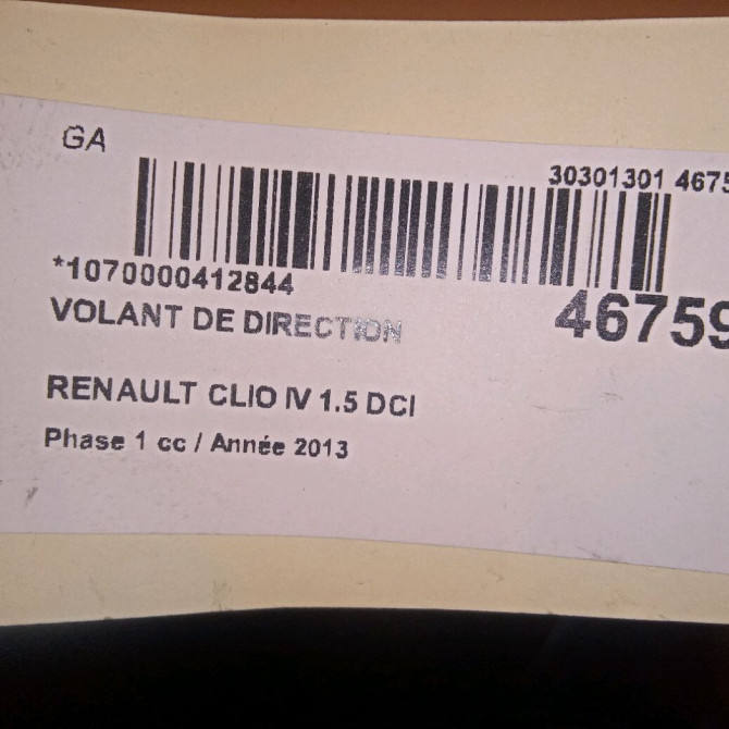 Volant de direction occasion RENAULT CLIO IV Phase 1 07-2012->... 1.5 DCI 90ch 985105453R 4