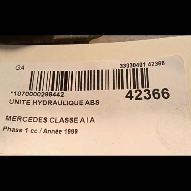 Unité hydraulique ABS occasion MERCEDES CLASSE A I Phase 1 01-1998->03-2001 A 170 CDI 34317512 3