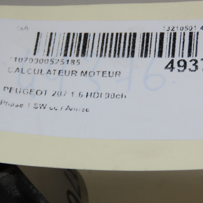 Calculateur moteur occasion PEUGEOT 207 Phase 1 SW 07-2007->03-2013 1.6 HDI 90ch 1942KW 8