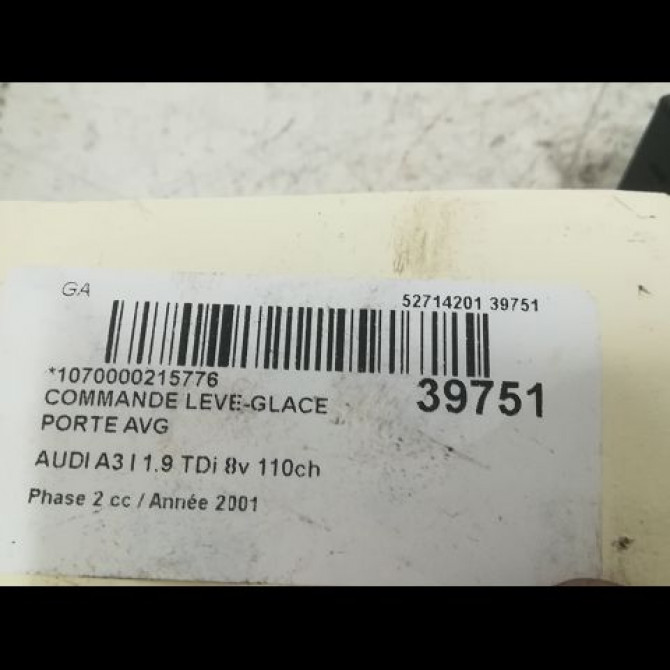 Commande lève-glace porte avant gauche occasion AUDI A3 I Phase 2 10-2000->06-2003 1.9 TDi 8v 110ch 4B0959851B4PK 3