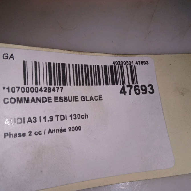 Commande essuie glace occasion AUDI A3 I Phase 2 10-2000->06-2003 1.9 TDi 130ch 4B0953503H01C 6